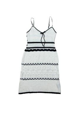 Madden NYC Women’s Pointelle Knit Stripe Mini Dress – Size Medium – Cotton Blend